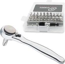 STREBITO Right Angle Screwdriver 32-Piece 1/4 Inch Mini Ratchet Set Low Profile