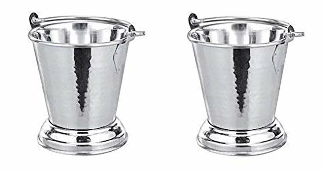 Stainless Steel Mini Bucket - 500ml, Set of 2, Silver