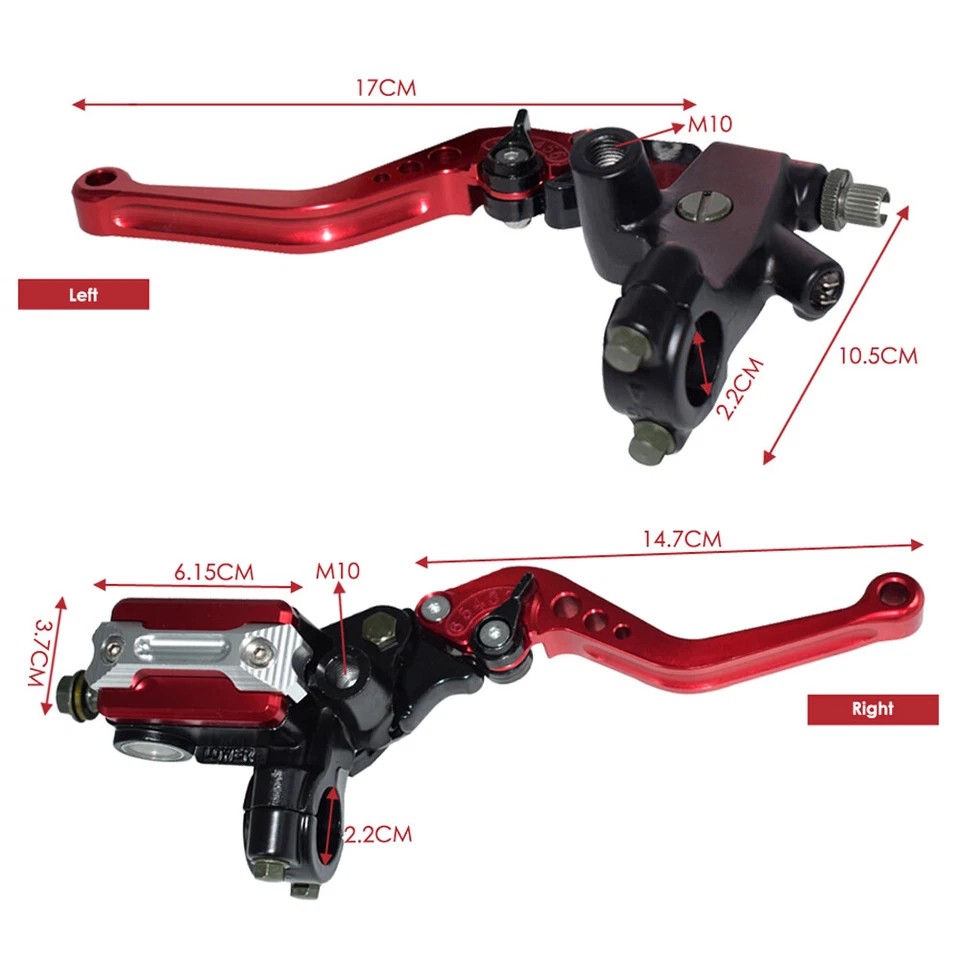 7/8" CNC Aluminum Motorcycle Brake Clutch Master Cylinder Lever Reservoir Red - Image 3 of 4