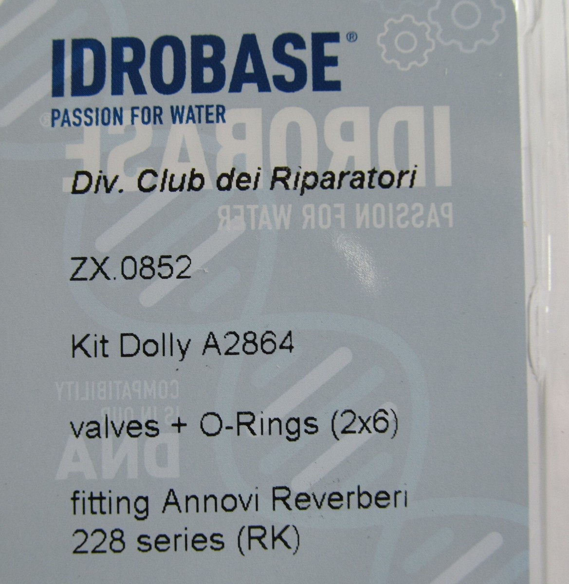 確認用 IDROBASE ZX.0852 CHECK VALVE/O-RING KIT FOR ANNOVI REVERBERI
