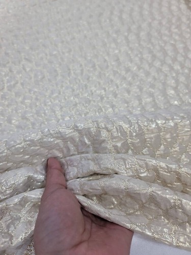 Champagne Gold Brocade Textured Embossed Jacquard Fabric Gown Quinceañera - Picture 9 of 10
