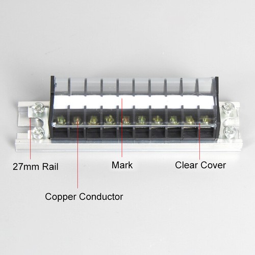 TD 10Way 15-200A 600V Electrical Terminal Block Wire Connector Copper Conductor - Picture 4 of 12
