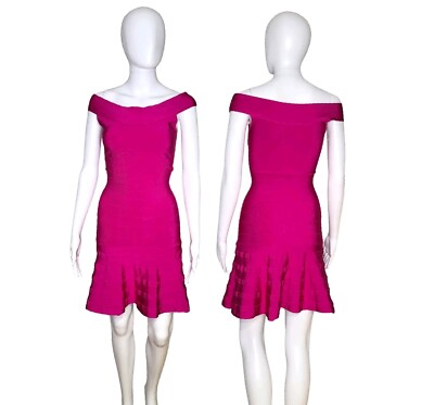 Guess By Marciano Stretch Bandage Fit Flare Bodycon Mini Dress Pink Rose  Small | eBay