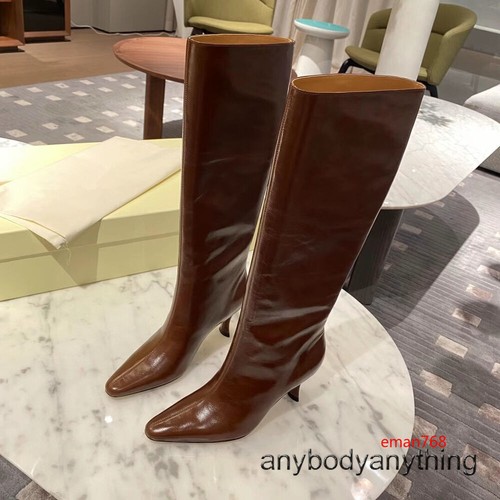 Women's Mid Kitten Heels Leather Knee High Boots Pointed Toe Formal Boots Shoes - Picture 8 of 30