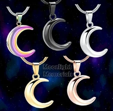 New Crescent Moon Cremation Urn Keepsake Ashes Memorial Necklace