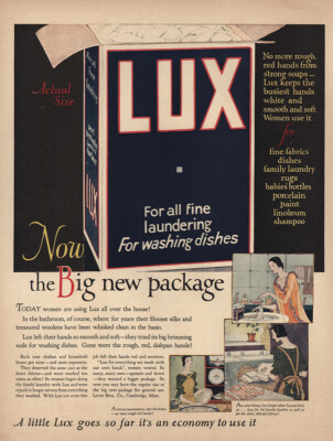 1925 Lux Soap: Fine Laundering Washing Dishes Vintage Print Ad