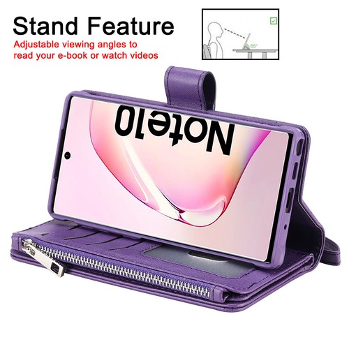 Removable Zipper Leather Wallet Case For Samsung S24 S23 S22 Ultra S21S20 Note20 - Picture 16 of 76