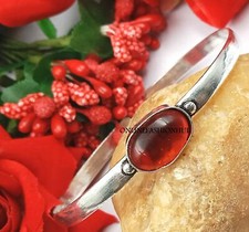 Garnet Gemstone 925 Sterling Silver Plated Boho Adjustable Cuff Bangle Jewelry