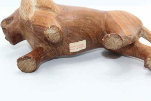 Estatuilla escultura león KENIA ÁFRICA madera tallada a mano decoración del hogar - Imagen 6 de 7
