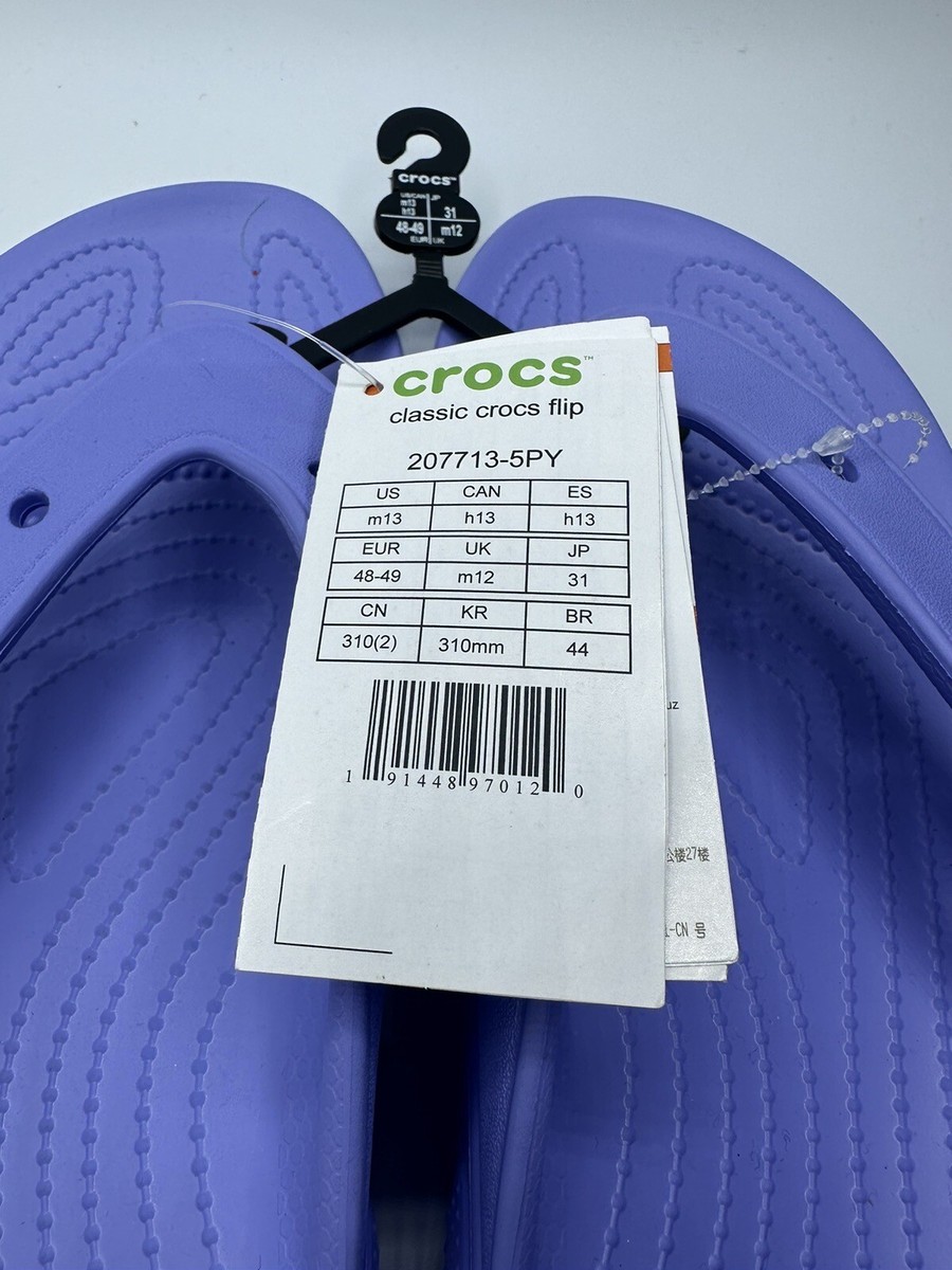 Crocs Mens Size 13 US Classic Flip Flops Solid Digital Violet EU 48-49 s-l400.jpg main image 2