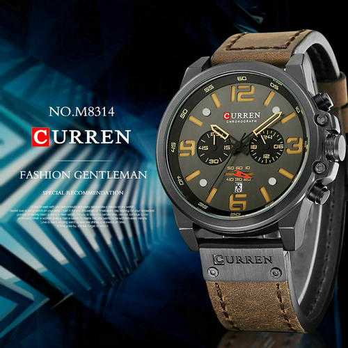 CURREN Orologio Uomo Militare Sport Cronografo Pelle Fanteria Reloj Para Hombre - Foto 4 di 25