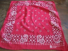 VTG Paris Accessories Bandana RED Paisely Scarf ALL Cotton/COLORFAST RN13960