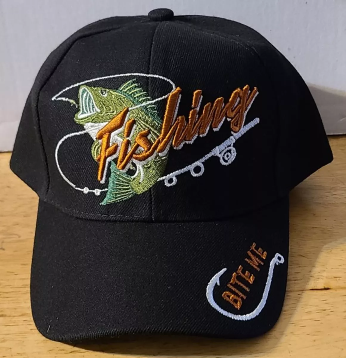 FISHING POLE FISH HOOK BITE ME FISHERMAN OUTDOOR BASEBALL CAP HAT