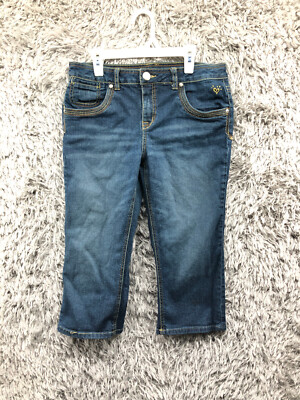 Justice Simply Low Capri Jeans Size Juniors Dark Wash Blue Denim