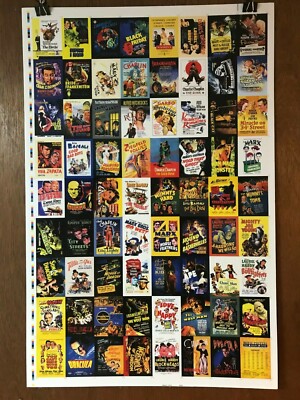 VINTAGE POSTERS: MONSTERS STARS & COMEDY Full Uncut Sheet of 72 Cards BREYGENT