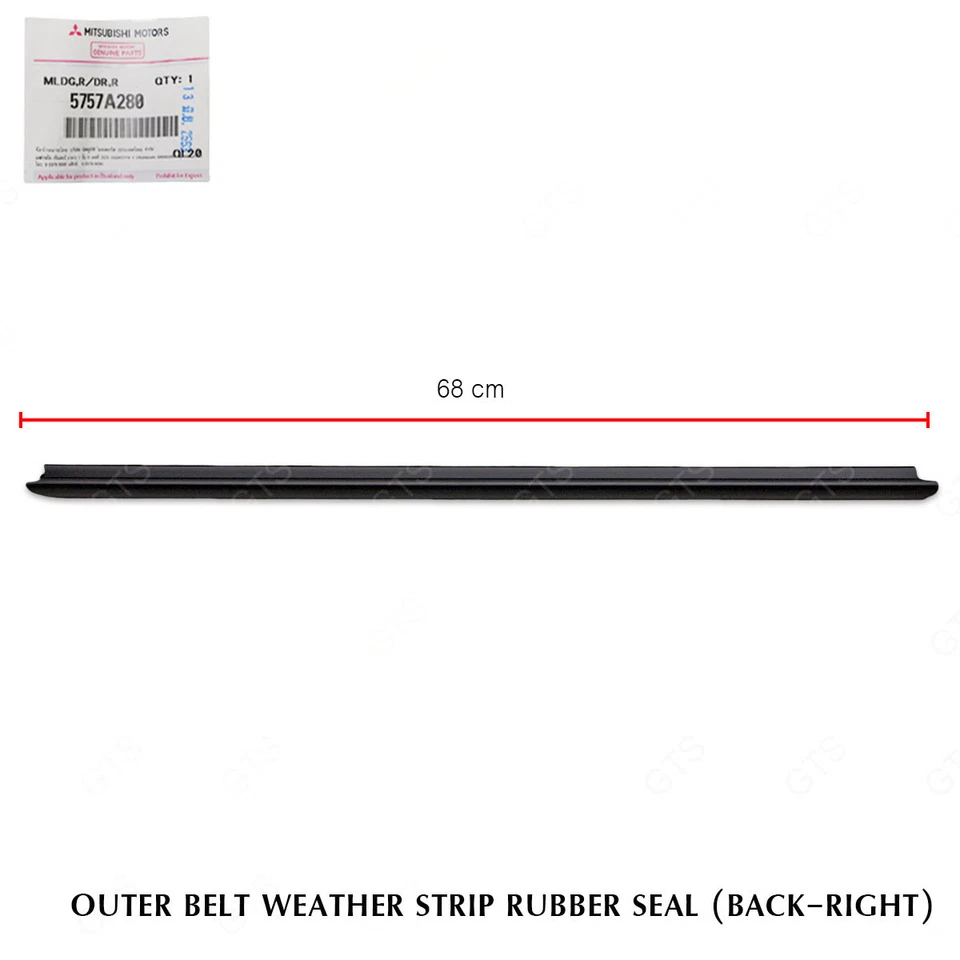 Rear Rh Outer Weatherstrip Door Belt Fits Mitsubishi Mirage Space Star 2012 2018 - Image 4 of 4