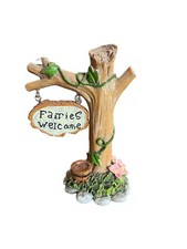 MINI FAIRY GARDEN OR DOLLHOUSE RESIN FAIRIES WELCOME SIGN 4  