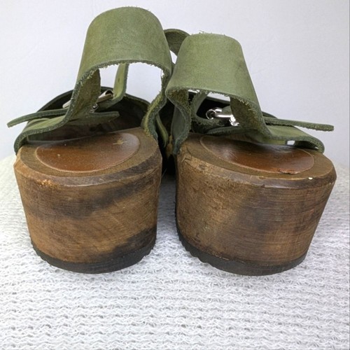 Lotta From Stockholm Wood & Leather Clogs Green 38 - Picture 6 of 11