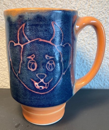 Hand Made Mara Mexico Style Cup Mug Devil Angel Dogs Artist Initialed