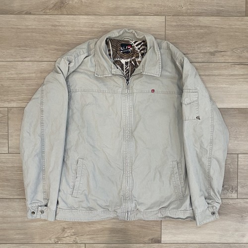 Quiksilver Tan Quilted Lining Zip Up Jacket Men's Size XL Y2K Workwear Skater