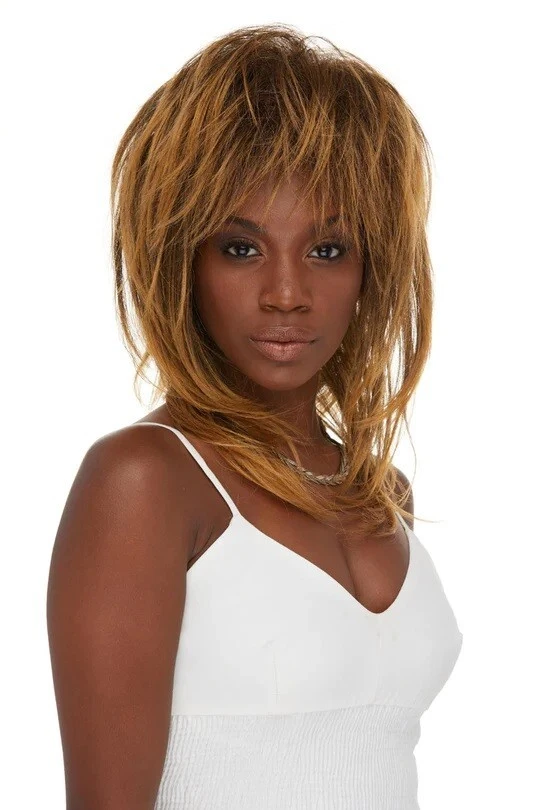Adult Womens Tina Turner Singer Celebrity Halloween Costume Short Brown Shag Wig