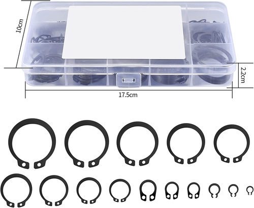 350 piezas de anillos de retención, kit surtido de anillos a presión, Circlips Snap Retai externo - Imagen 4 de 6