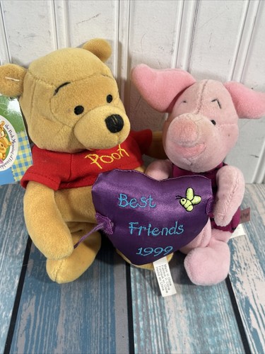 Vintage Winnie The Pooh & Piglet 1999 Disney Friendship Mini Bean Plush 8" PL4 - Picture 2 of 5