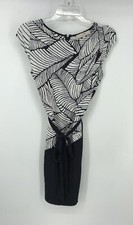 Ann Taylor Loft Black And White Cap Sleeve Back Zip Dress Tie Waist Size 4 EUC