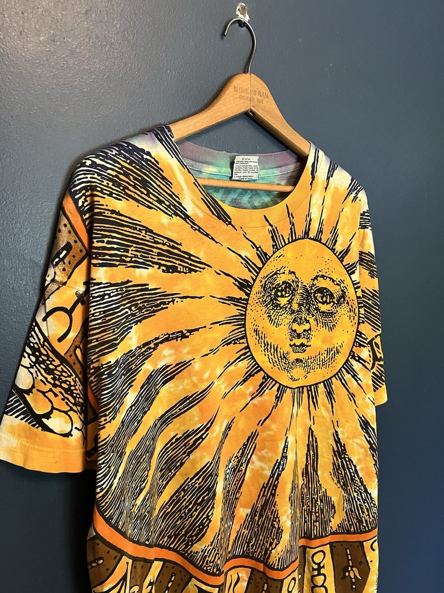 90s liquid blue T-shirt XLサイズ VIntage Liquid Blue Shirt Mens XL Gem Crystal Geology Tie