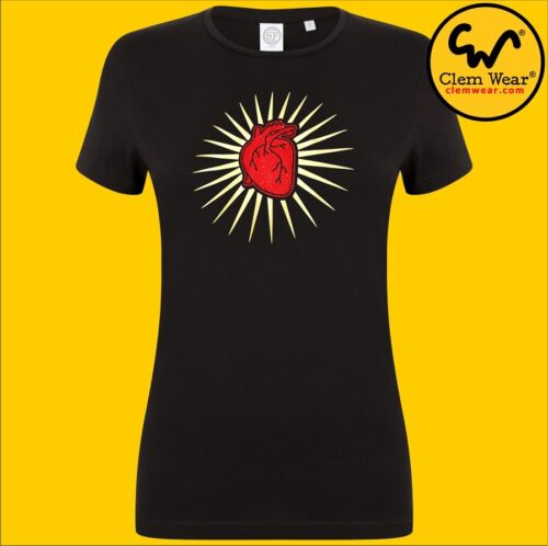 Damen Tee HERZ STRAHLEN T-Shirt T-Shirt LOVE Glitzer Gold Bluse Sonnenschein Positiv - Bild 6 von 7