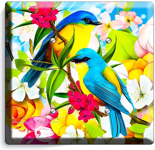 PARADISO TROPICALE FIORI AMORE UCCELLINI BLU INTERRUTTORE LUCE PRESA PIASTRE DA PARETE DECORAZIONE - Foto 10 di 34