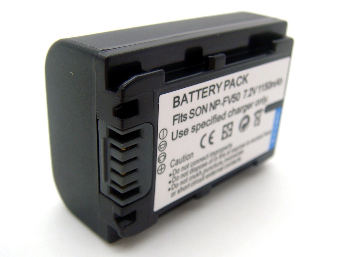 2 Batteries Compatibles Sony HDR-CX130E - 600mAh 7,2V Li-ion - Avec Puce Info - Remplace NP-FV30, FV40, FV50 - 11