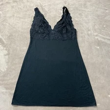 Natori Zen Floral Gown Women Large Black Lace Details Adjustable Straps