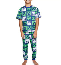 Boys Minecraft Creeper Pajamas Set T Shirt Pants 5 6 S Zombies Video Game NWT