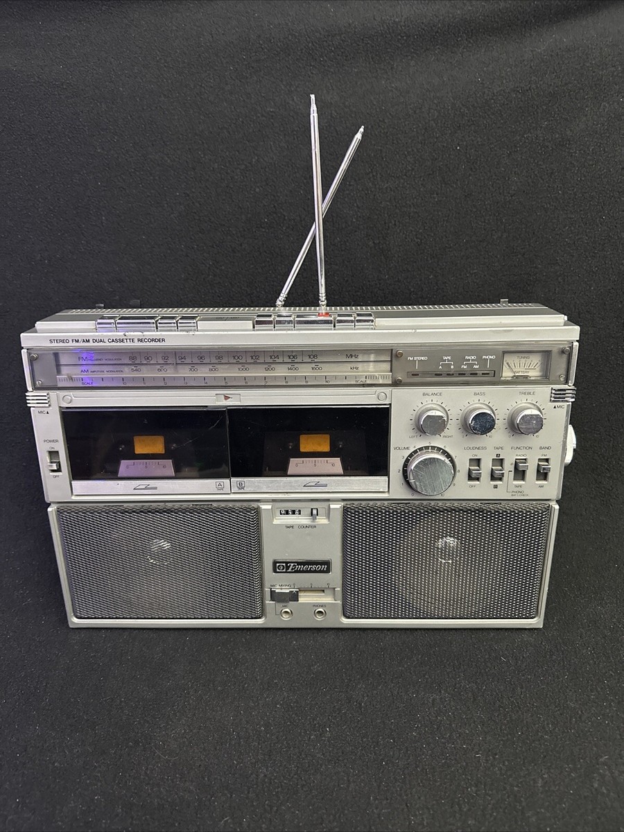 Emerson CTR944 AM FM Stereo Radio Dual Cassette Recorder Boombox