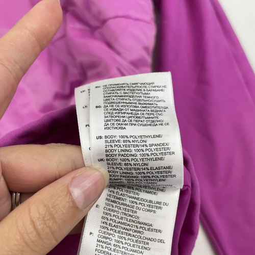 Chaqueta de golf Adidas a prueba de clima rosa con cremallera acolchada mezcla de nailon talla M ligera - Imagen 6 de 7