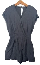 Grade and Gather Womens Romper L Black Slubbed Cotton Lightwt Modern City Urban