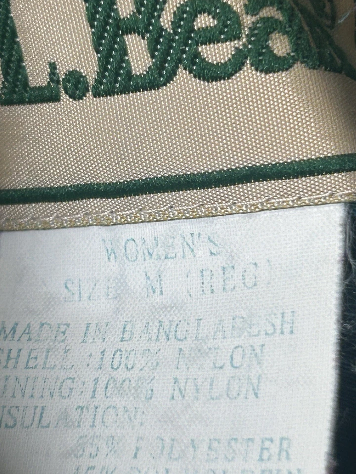 Vintage L.L. Abrigo Bean para mujer mediano verde nailon aislado capucha desmontable Foto 4 de 4