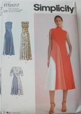 Simplicity 9886 12017 Color Block Dress Pattern Misses Sizes 4-12