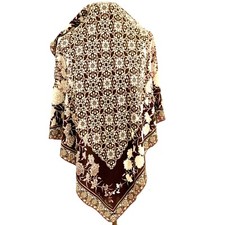 ORLANDO VALENTINO FLORAL BROWN HAND ROLLED SQUARE silk scarf  36/35 in  A82