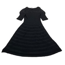 Roz & Ali Black Short Sleeve Just Above The Knee Sweater Dress Women’s Size L
