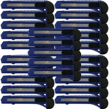 25 Twenty Five Bulk Blue Utility Knives Box Cutters Snap Off Blades