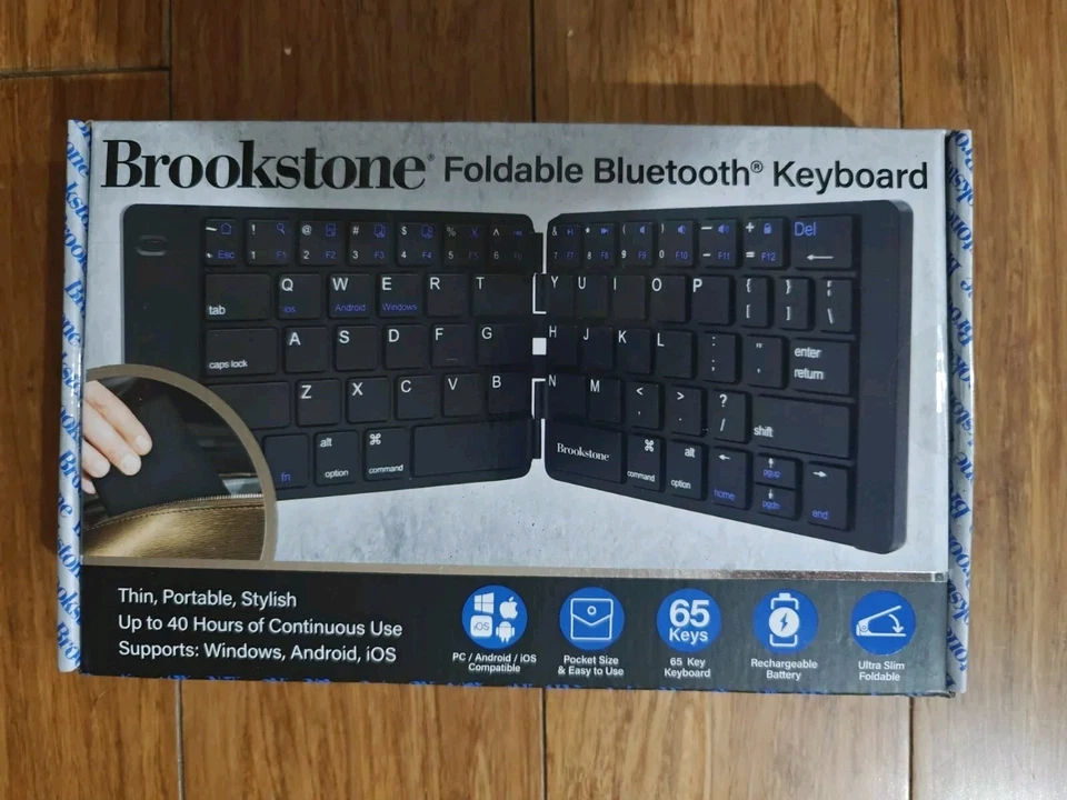 Brookstone Keyboard Bluetooth Wireless Folding Black - Image 2 of 4
