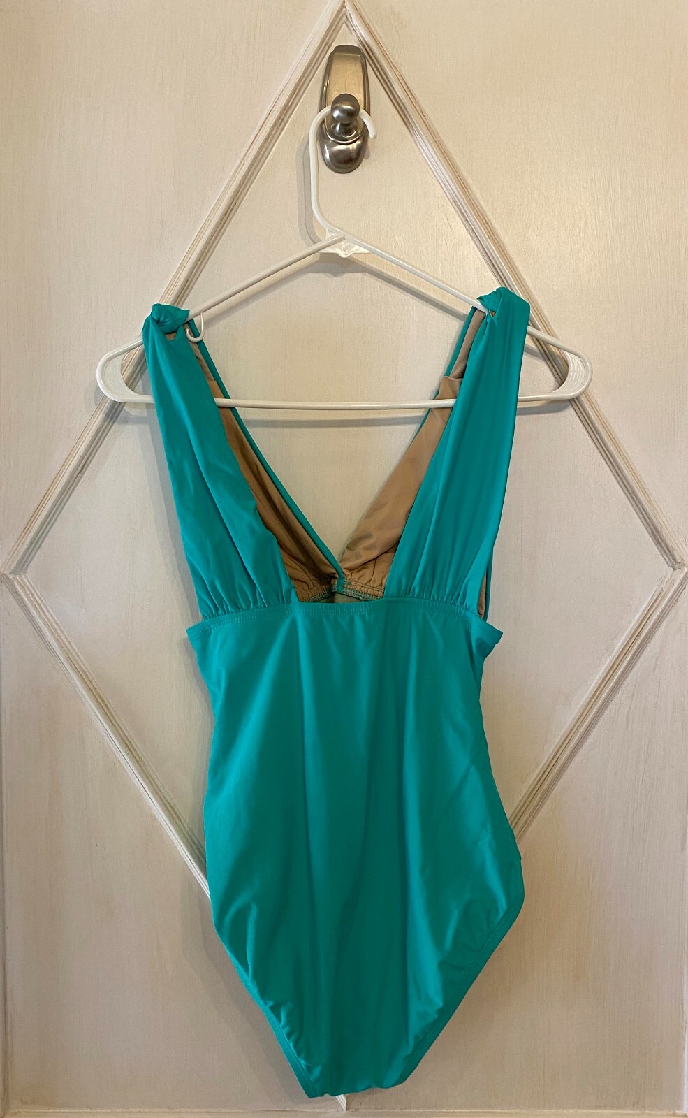 Athena Jade Solid Over the Shoulder Surplice One-… - image 4