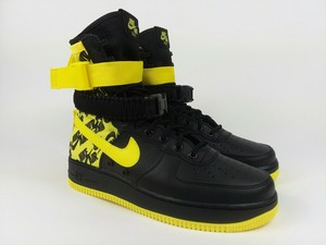 black and yellow high top air force ones