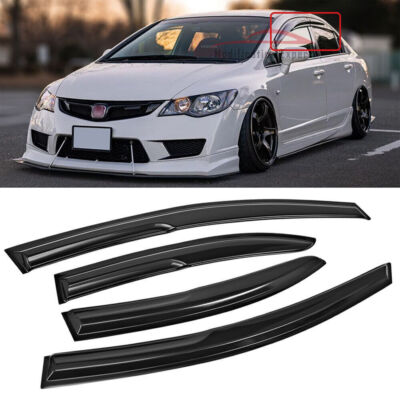 For 2006-2011 Honda Civic Sedan JDM Mugen Style Window Visors Vent Rain Guards