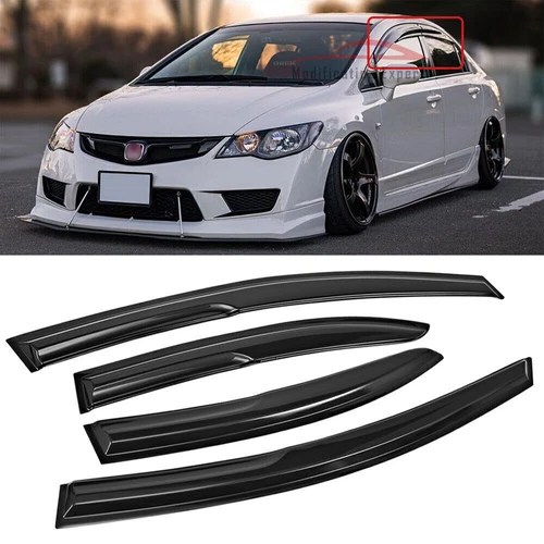 For 2006-2011 Honda Civic Sedan JDM Mugen Style Window Visors Vent Rain Guards