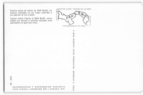 Postcard Familia tipica de indios de San Blas, Panama FF-079 VTG ME4. - Picture 2 of 2