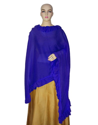 Dupatta Chunni Scarf Plain Ruffle Frill Semi Chiffon Stole Hijab Veil For Women - 第 16/36 張圖片