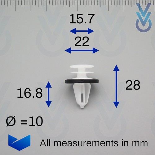 10x VVO® Rear Door Interior Trim Clips for some Ford Transit / Tourneo Custom - Picture 2 of 4